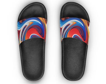 Colorful Swirl Slide Sandals: Women's Summer Pool Shoes