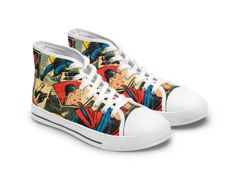Vintage Comic Damen High Top Sneakers: Retro Pop Art Schuhe