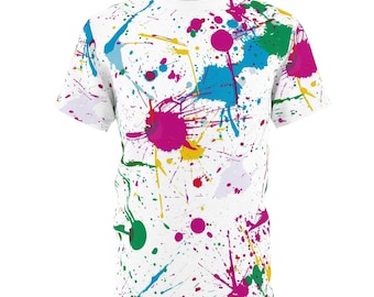 Camiseta con diseño de salpicaduras de colores: camiseta artística unisex, regalo para amantes del arte.