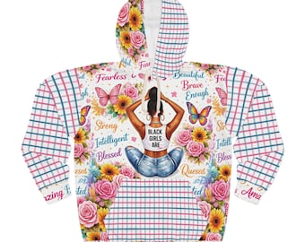 Schwarze Mädchen sind ermächtigt Hoodie | Blumen Schmetterling Positive Affirmationen