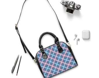 Bolso de hombro de piel sintética con cuadros pastel: un bolso elegante para todos los días