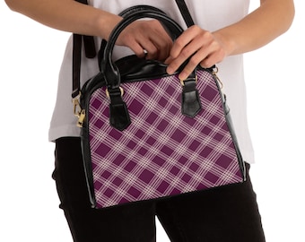 Plaid Shoulder Bag: Chic PU Leather Handbag with Adjustable Strap