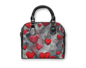 Heart Pattern PU Leather Shoulder Bag: Valentine's Day Tote