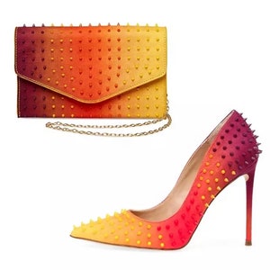 Skittles spiked pumps with matching handbag Size 10 U.S.
