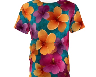Tropical Plumeria Floral Tee | All-Over Print Floral Shirt