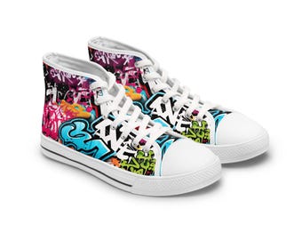Wysokie trampki z nadrukiem graffiti | Buty miejskie w stylu streetwear