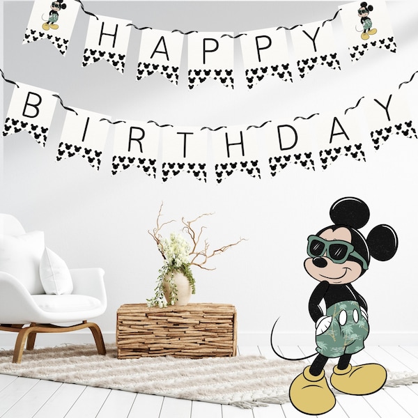 Mouse Happy Birthday Banner, Mouse banner, Boys Modern Birthday Banner, Mouse Party Decor, Trending Mouse Twodles decor