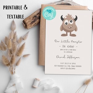 EDITABLE Little Monster Birthday Invitation, Monster Birthday, Monster Invitation, Monster Party First Birthday, Monster is One Two Three
