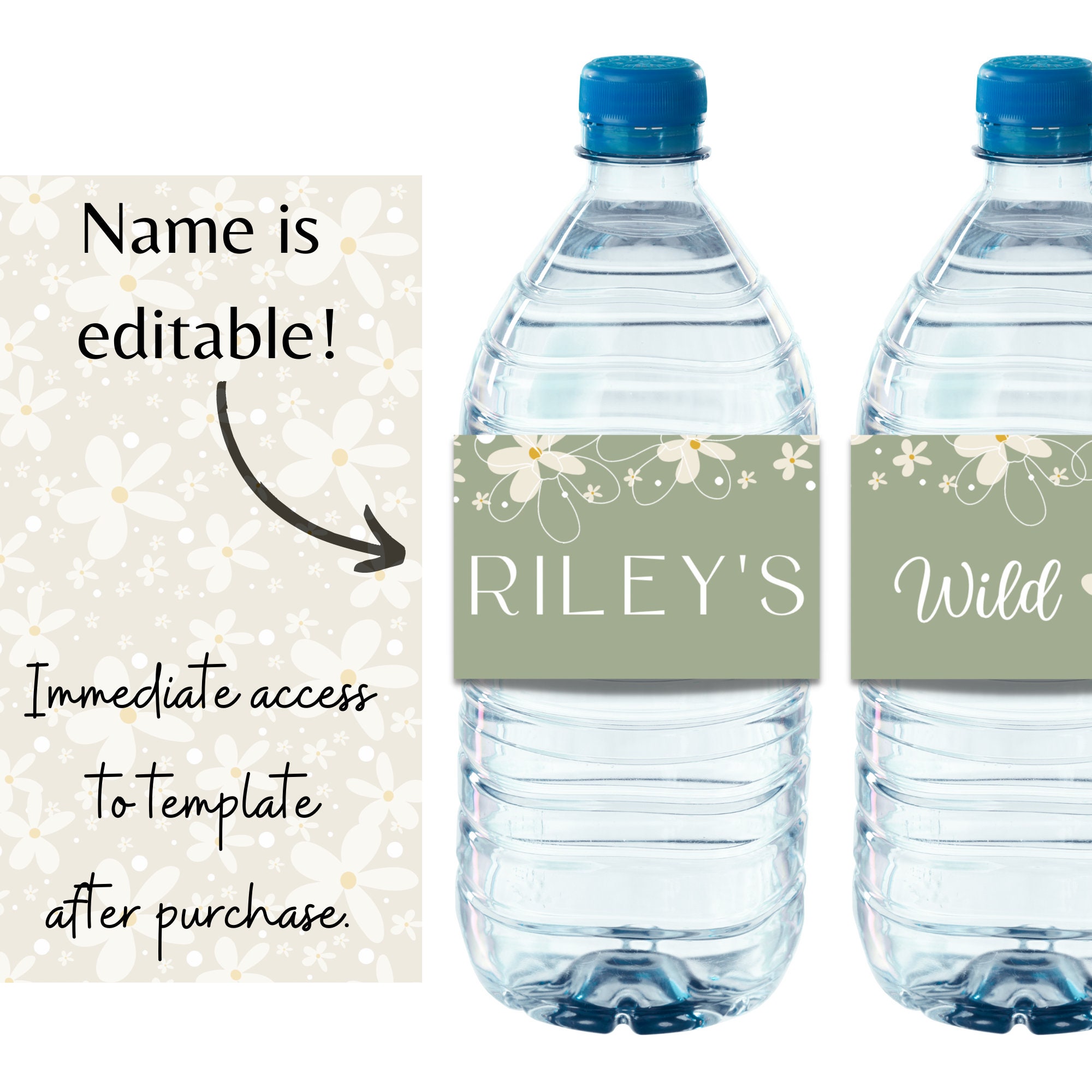 EDITABLE Wild ONE Water Bottle Labels, Wild Flower Water Bottle Labels ...