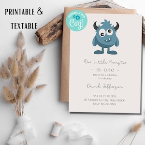 EDITABLE Little Monster Birthday Invitation, Monster Birthday, Monster Invitation, Monster Party, First Birthday, Monster is One Two Three