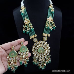 Kundan Jewelry Set / Handmade Jewelry / Long Polki Necklace/ Sabyasachi jewelry/ Kundan long Necklace / Indian Bridal Set