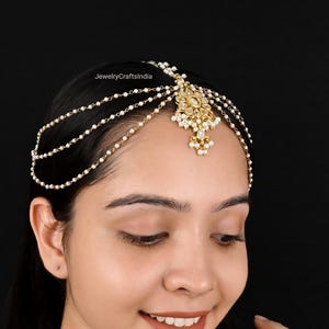 Kundan Jewelry Set / Bridal Hair Piece /  Tikka Jewelry / Tikka Set / Indian Tikka / Kundan Tikka / Maangtikka / Sheeshphool / Mathapatti