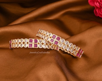 Gold Palted Armreifen / Kundan Armreifen / Hochzeit Braut Armreifen / Armbänder / Sabyasachi Modeschmuck/Kundan Schmuck/indische Armreifen / Armreifen Set