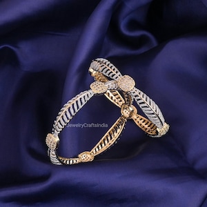 Gold & Silver Palted Bangles/Wedding Bridal Bangles/Bracelets / Sabyasachi Fashion Jewelry/American Diamond Kada/Indian Bangles/Bangle Set