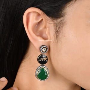 Handgemachte Kundan Ohrringe / Indischer traditioneller Schmuck / Kundan Schmuck / Jhumka / Baumeln / Hochzeitsschmuck / viktorianischer Schmuck