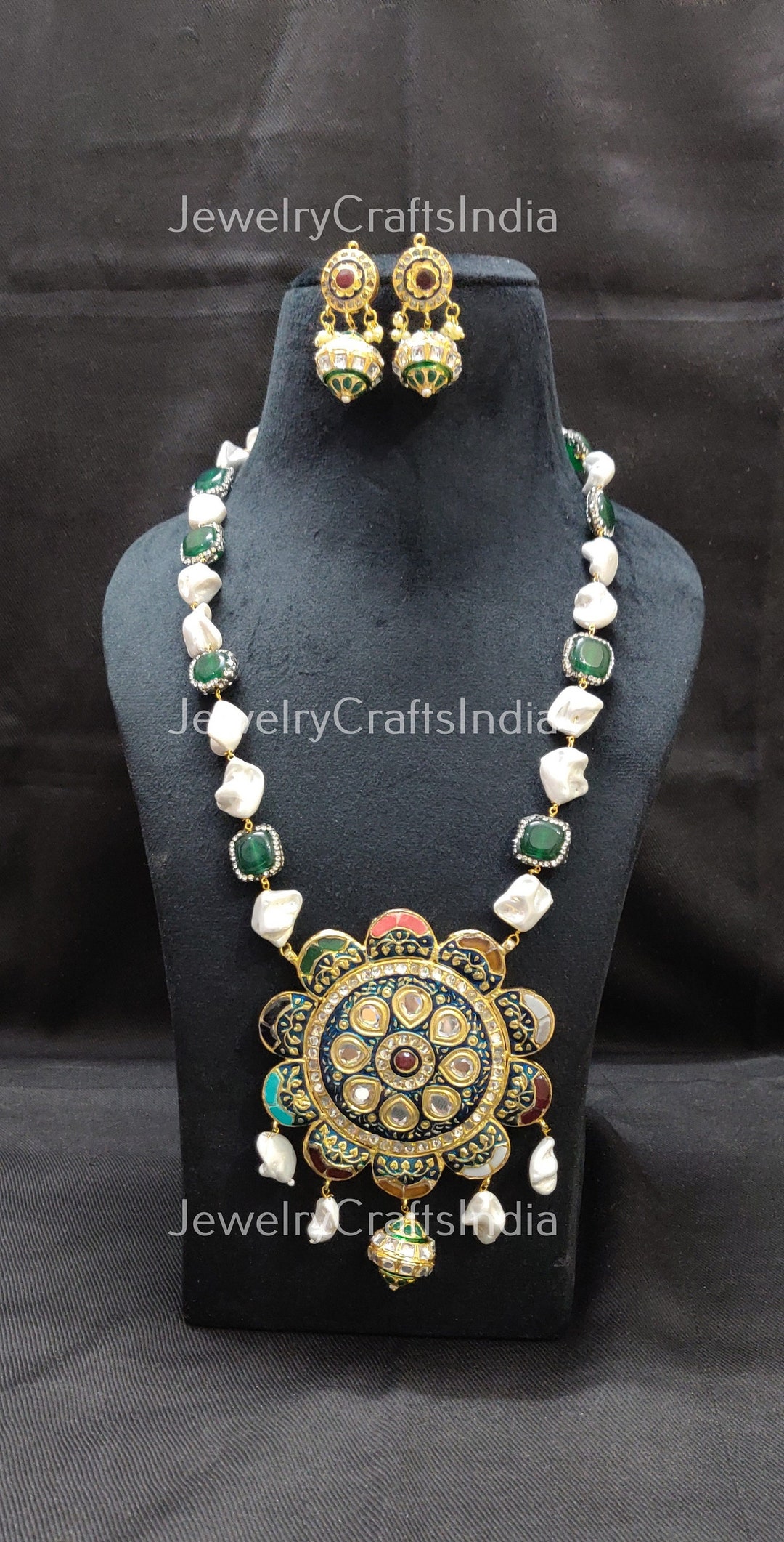 マルチカラー　ロングネックレス　インドジュエリー マルチカラーネックレス || ステートメントネックレス || インドロング