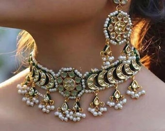 Kundan Choker / Kundan Jewelry Set / Jadau Jewelry / Meenakari Necklace / Indian Choker / Bridal Jewelry Set / Tikka Jewelry
