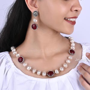 Handmade Pearl Necklace , Jewelry Victorian Ethnic Wear ,  Pearl Long Mala Necklace Chain Bohemian Indian Jewelry Women&#39;s Fashion Chain