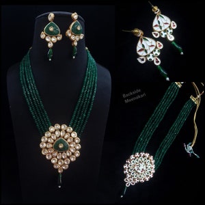 Handmade Kundan Pendant Set / Indian Kundan Jewelry / Kundan Necklace For Wedding / Wedding Jewellery /Statement necklace/Sabyasachi jewelry