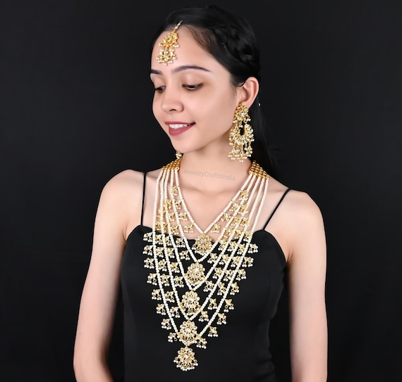 Kundan Jewelry Set /  Bridal Necklace / Indian Jewelry / Layered Long necklace / Wedding Jewelry / Bridesmaid Gift / Rajasthani Jewelry