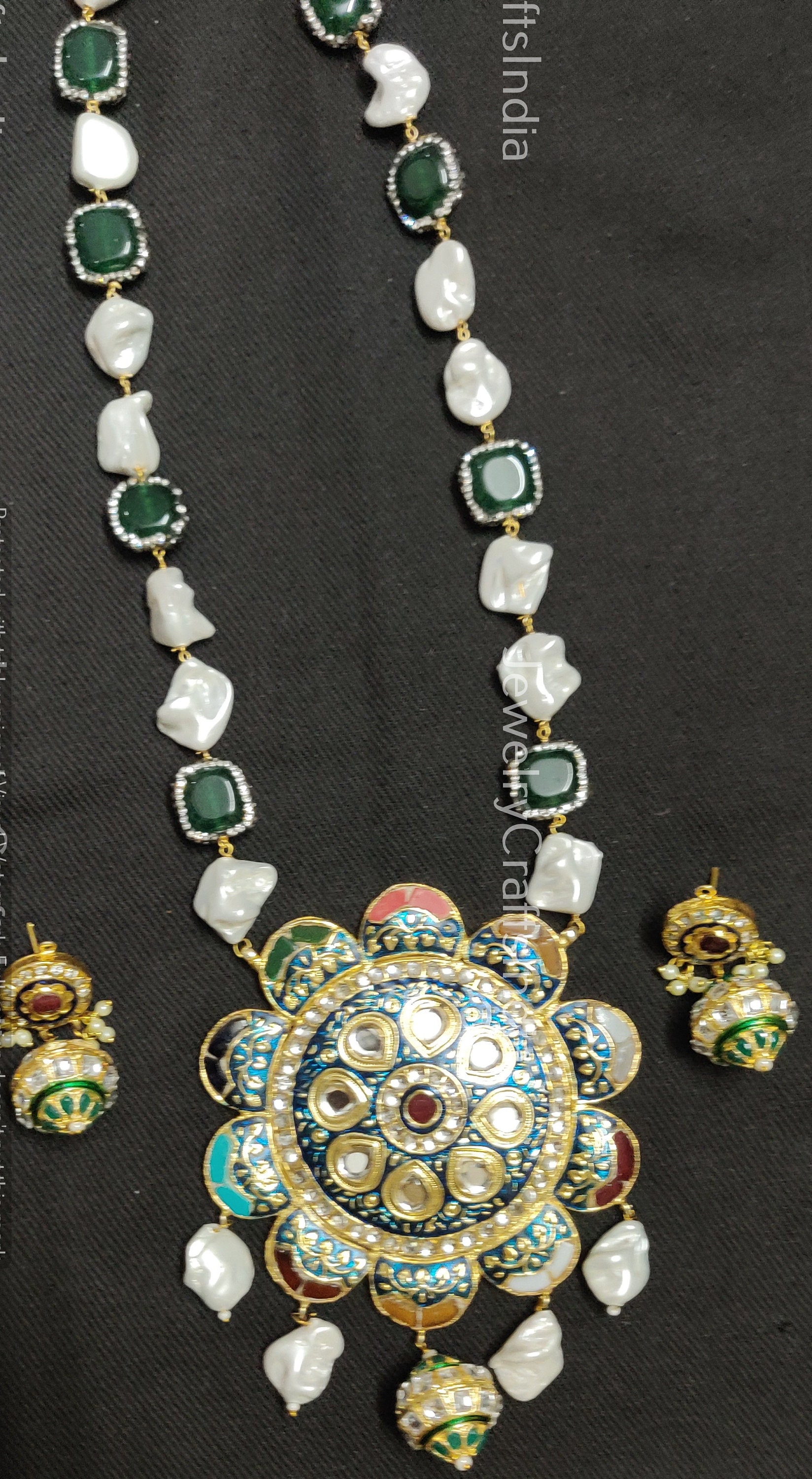 マルチカラーネックレス || ステートメントネックレス || インドロング