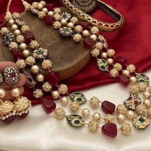 Collier multirangs || Collier de mariage || Bijoux de mariée || Bijoux indiens || Long collier indien ||  Collier Rani Haar || Ensemble de kundan