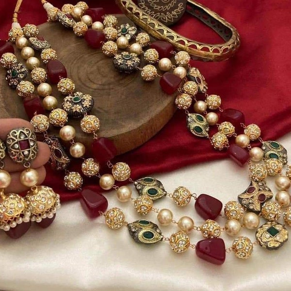 Multi Strand Necklace || Wedding Necklace || Bridal Jewelry || Indian Jewelry || Indian Long Necklace ||  Rani Haar Necklace || Kundan Set