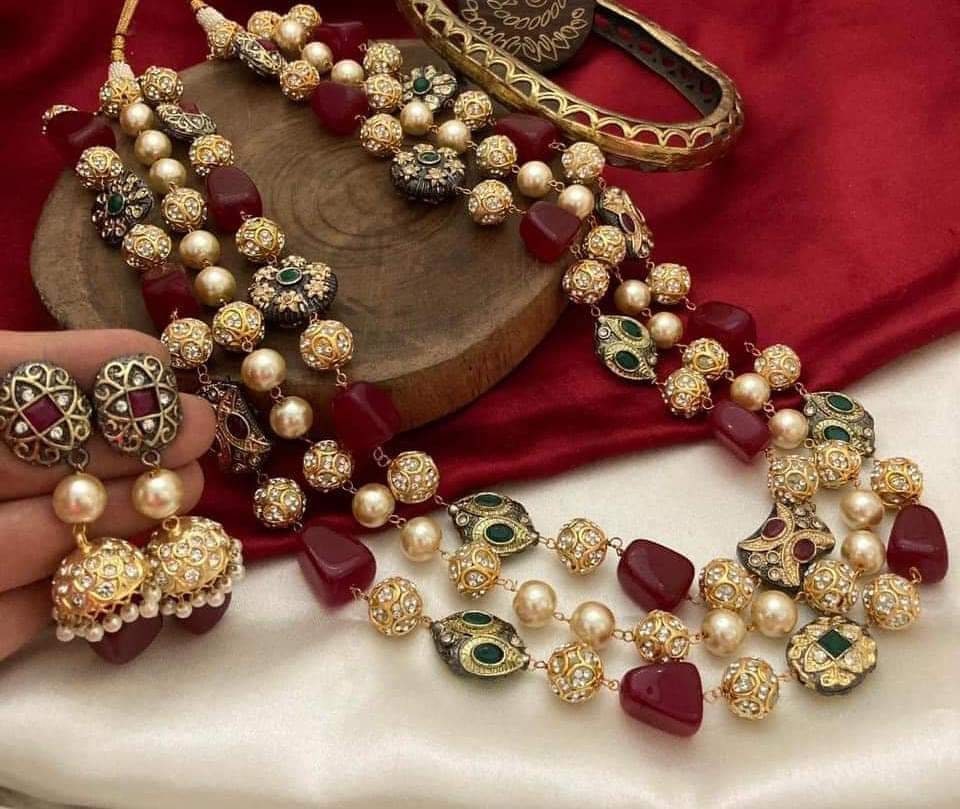 Multi Strand Necklace || Wedding Necklace || Bridal Jewelry || Indian Jewelry || Indian Long Necklace || Rani Haar Necklace || Kundan Set