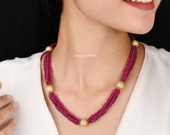 ルビーカラーネックレス、ビクトリア朝のジュエリー、ビーズのマーラネックレス、インドのロングネックレス、グリーンネックレス、インドのジュエリー、ボリウッドジュエリー
