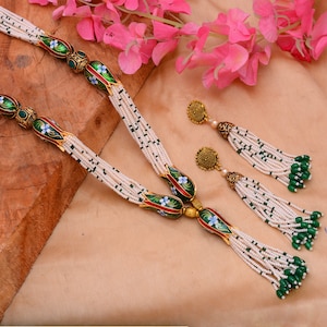 Long Boho Necklace / Beaded Necklaces / Long pearl Necklace / Indian Jewelry Set / Baroque Pearl Necklace / Sabyasachi Jewelry/Wedding Gifts