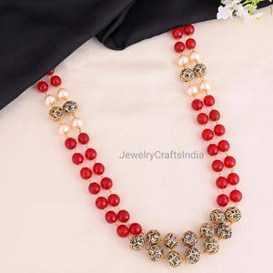 Long Victorian Beaded Necklace/ Indian Jewelry/ Indian Long Necklace/ Indian Latest Trending Collecton / Sabyasachi Inspired Jewelry