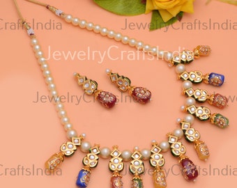 Conjunto de gargantilla Kundan, collar Kundan, joyería Kundan, gargantilla india, conjunto de joyería india, gargantilla Kundan, joyería Sabyasachi, conjunto nupcial