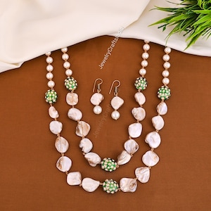 Multi Strand Necklace / Wedding Necklace / Bridal Jewelry / Indian Jewelry  Indian Long Necklace / Pearl Long Necklace / Antique Stones Mala