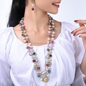 Multi Strang lange Halskette / indischer Schmuck / lange Halskette / Pakistanische Schmuck / Sabyasachi Inspirierter Schmuck / Viktorianische Halskette