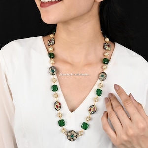 Antique beads Mala Necklace ,Handmade Jewelry Victorian Ethnic Wear Pearl Long Necklace Chain ,Bohemian Indian Jewelry Women&#39;s Fashion Chain