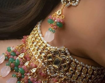 Kundan choker , Kundan Jewelry , meenakari choker , Jadaau Jewelry , Kundan Earrings , Wedding Jewelry , Bollywood Jewelry
