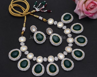 Kundan Jewelry Set / Indian Jewelry / Polki Necklace / Sabyasachi Jewelry / Kundan Choker / CZ Necklace