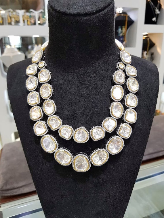 Silver Kundan Polki Necklace Multi Strand Necklace Sabyasachi