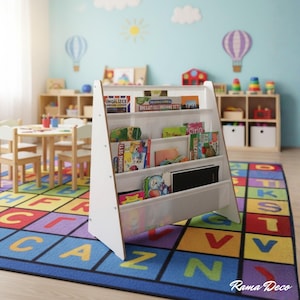 Montessori-boekenkast voor kinderen: boekenopberger van hout en wasbare stof
