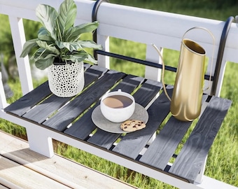 Water Resistant Pine Wood, Rustic Design Balcony Table | Folding, Height Adjustable Balcony Table | Balcony Bar Table | Folding Table