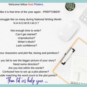 Nanowrimo Preptober Plot Planner | Digital Printable Planner | Author ...