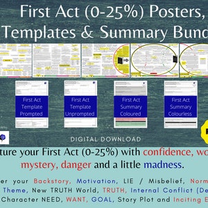 0-25% First Act Bundle | Printable Planner | Plot Planner | Creative Writing | Writing a Book  | Author Workbook | Novel Writing | NaNoWriMo