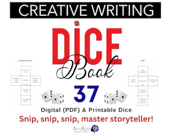 Livre de dés d'écriture créative | Cadeaux pour écrivains | Livre d'écriture | Fournitures pour outils d'écriture | Instructions d'écriture | Cadeaux sympas | Comment écrire | NaNoWriMo