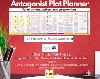 Antagonist Plot Planner | How to Write A Book | NaNoWriMo | Novel Planner | Author Planner | Creative Writing | Writing Prompts Tips