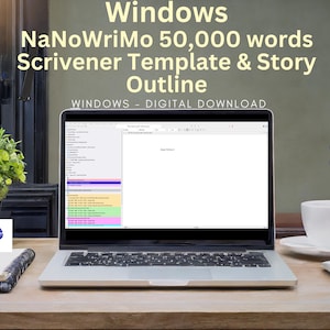 Windows NaNoWriMo 50,000 words - Scrivener Template & Outline | Plot Planner | Writing Template | Novel Planner | Writing Prompts