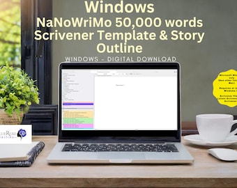 Windows NaNoWriMo 50,000 words - Scrivener Template & Outline | Plot Planner | Writing Template | Novel Planner | Writing Prompts