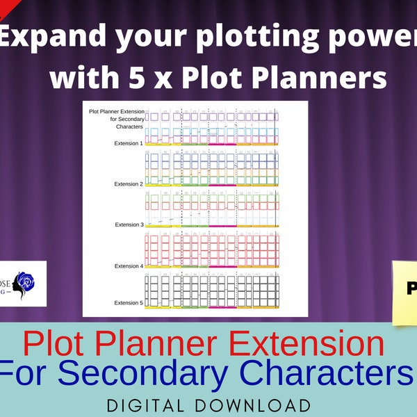 Plot Planner Extension | Printable Planner | Writing Novel Planner | NaNoWriMo | Author Planner | Writing Planner | Novel Writing | Writer