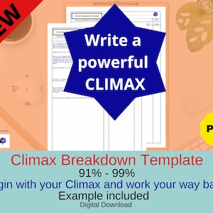 Climax Breakdown Template | Novel Writing | Story Prompts | Writing Kit | writer template | Creative Writing | Author Planner | NaNoWriMo