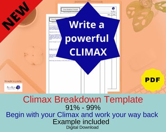 Climax Breakdown Vorlage | Romanschrift | Story Prompts | Schreibset | Schreibvorlage | Kreatives Schreiben | Autor Planner | NaNoWriMo