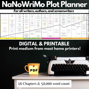 NaNoWriMo Preptober Plot Planner | Digital Printable Planner | Author Planner | How to Write a Book | Novel Planner | Novel Writing